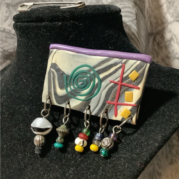 Jewelry - Handmade Artistic Brooch with Beaded Accents
